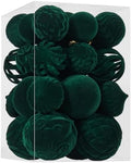 30pcs Velvet Christmas Ball Ornaments, Flocked Shatterproof Christmas Ornaments Hanging Xmas Tree Decorations Set for Home Party Holiday Decor (Multi-Size, Dark Green) by Unknown