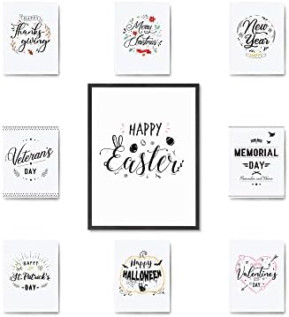 Haus and Hues Set of 9 Interchangeable Home Sign, Easter House Decor, Easter Wall Art, Spring Wall Decor Interchangeable Holiday Options, Interchangeable Holiday Decor (12x16, Unframed) by HausandHuesArtPrints