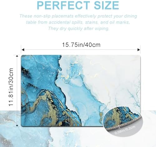 Marble Placemats Set of 4 - Faux Leather Heat Resistant Placemats for Dinner Table, Non-Slip Waterproof Oil-Proof Washable Reusable Placemat for Indoor Outdoor Kitchen Decor, 15.75In*11.81In - Image 5