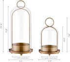 Hurricane Metal & Glass Candle Holder Gold Set of 2, Decorative Candlestick Pillar Candle Holder with Clear Glass for Wedding Party Christmas Holiday Dining Table Centerpiece Lanter - Image 4