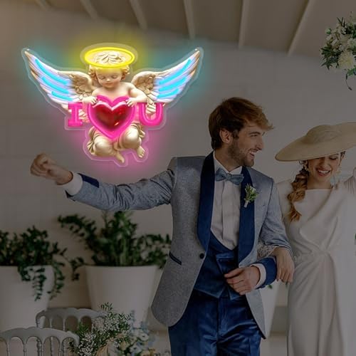 Cupid Neon Sign I Love You 15.75x9.45in Romantic LED Wall Light Dimmable - Image 3