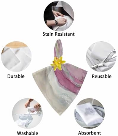 Rose Red Coastal Cloth Napkins Set of 6, Holiday Napkins for Baby Shower, Spring Summer Ocean Beach Nautical Sea Wave Washable Reusable Dinner Napkins for Cocktail Wedding Party, 20 x 20 Inch - Image 6