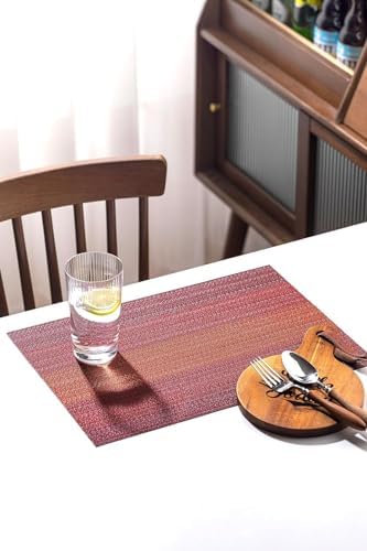 LEXMORE PlaceMats Set of 12 Vinyl/Plastic Woven Place Mats for Kitchen Table Indoor/Outdoor Washable PlaceMat Wipeable Dining Table Mats(Pomegranate Parade) - Image 6