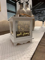 Ramadan Kareem Wooden Mirrored Lantern - Unique Eid Festive Decoration for Home Warm, Inviting Ambiance Muslim Allah New Year (9x7 Inches, Battery Operated), Large - Image 5