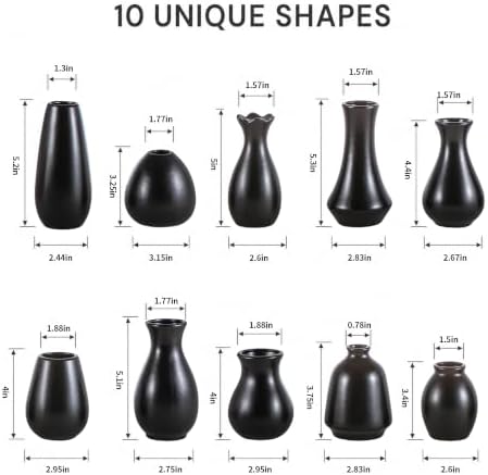 Ceramic Bud Vases, Black, Set of 10 - Image 6