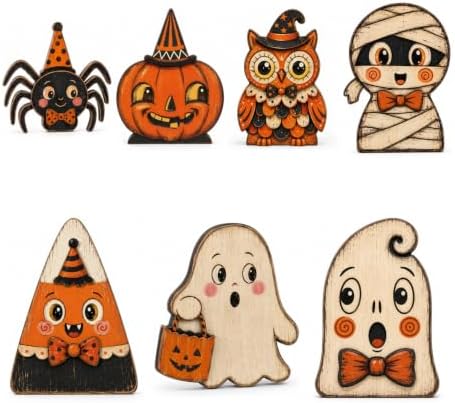 Vintage Halloween Decorations, Wooden Shelf Decor for Tabletop & Desk by Unknown
