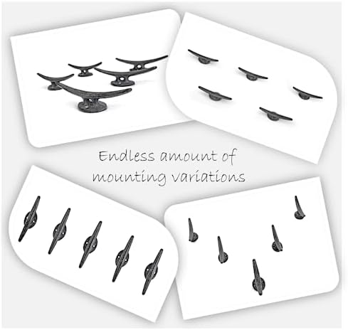 Ambipolar 5 Pack Decorative Cast Iron Heavy Duty Double Hooks, Wall Mounted Coat Hooks, Vintage Inspired (Antique Black) (Mooring Type) - Image 5