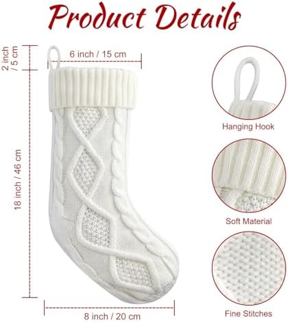 Personalized Christmas Stockings - 18 Inches Hanging Stockings with DIY Snowman Name Tags, 7 Pack Large Size Knitted Stockings for Mantels, Christmas Tree Family Holiday Decor - Image 5