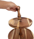 Acacia Wood 2 Tiered Serving Tray Display Stand - Image 6