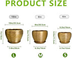 Flower Pots for Indoor & Outdoor Plants - Ceramic Pots 10 Inch, 8 Inch, 6 Inch with Drainage Holes, Saucers - Decorative Large Planters Set of 3 Gold - Image 3
