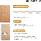 KINGSTONE 14 x 90 Inches Frayed Edge Table Runner, 270G Heavyweight Sand Washed Slub Texture Cotton Linen for Modern Farmhouse, Rustic Home Decorations Dining Room Wedding Boho Decor, Natural - Image 2