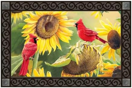 Studio M All Weather Interchangeable Doormat Insert - 30x18 Inch Eco-Friendly Recycled Rubber Backing - Sunflower Cardinal by StudioM