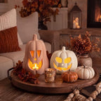 Tioncy Halloween Decor Terracotta Jack O Lantern Pumpkin Decor,Stylish - Image 5