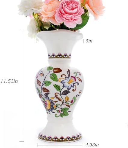 Rustic Farmhouse Ceramic Flower Vase, 12-Inch Colorful Vintage Vase - Image 3