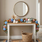 Montekin 6ft Fall Hydrangea Garland with Blue Pumpkins - Image 7