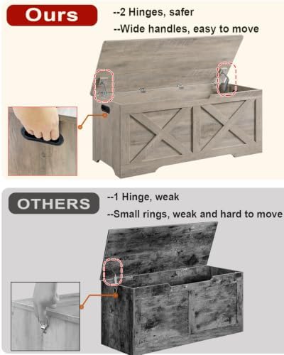 Timberer 47.2" Storage Chest, Wooden Storage Bench, Entryway Shoes Bench - Image 5