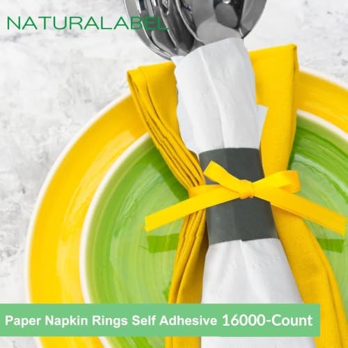 NATURALABEL Self-Adhesive Napkin Bands, Bulk Pack of 16,000, Black - Image 3