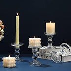 Glass Candle Holder Set of 4 Clear Candlestick Holders for Pillar Taper and Tealight Candles, Vintage Table Centerpiece for Wedding, Christmas Home Decor - Image 4