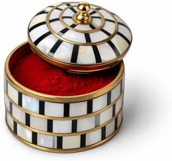 Decorative Jewelry Trinket Box Unique Gift for Home Decor Antique Metal Case with Mother of Pearl Sindoor Box/Coin Box Set Black Pearl - Image 7