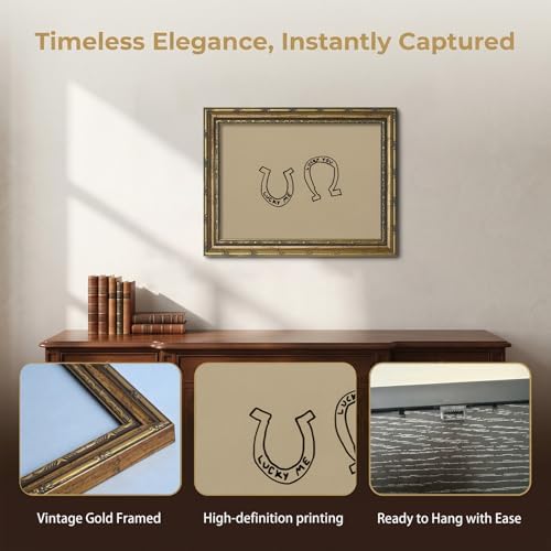 Lucky Horseshoe Vintage Gold Framed Wall Art 16x24 inch - Image 3