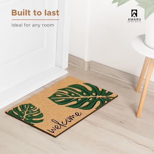 Coir Welcome Mat, Non-Slip, Leaves, 17 x 29 in - Image 2