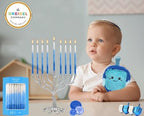 Dripless Deluxe Tapered Pastel, Blue and White Decorations, Hanukkah Menorah Candles for All 8 Nights of Chanukah (24-Pack) - Image 3