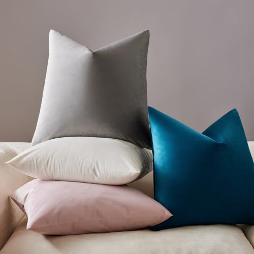 JUSPURBET 24x24 Euro Velvet Throw Pillow Covers Set of 2,Pink - Image 4
