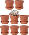 INGOFIN 4 Inch Terracotta Pots with Saucers, 8 Pack Shallow Clay Plant Pots with Drainage Holes for Succulents, Cactus, Herbs, Small Terra Cotta Pots for Indoor Outdoor, Set of 8 by INGOFIN