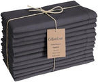 Hemstitch Cloth Dinner Napkins Cotton Set of 12 - Soft Durable Washable - Ideal for Farmhouse Parties Wedding Christmas Easter - Perfect Everyday Use Table Cloth Napkins 18x18 Grey by CottonCove