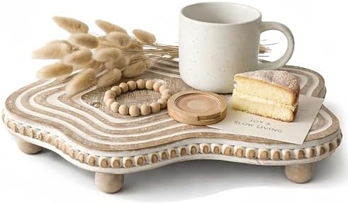 Wood Riser for Kitchen Counter, Wavy Wooden Trays for Decor, Cloud Shapes by Unknown