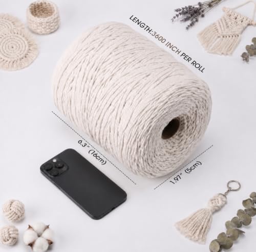 Timgle 1 Rolls Macrame Cord 3 mm x 1000 Yards Cotton Rope(Cream Colors) - Image 5