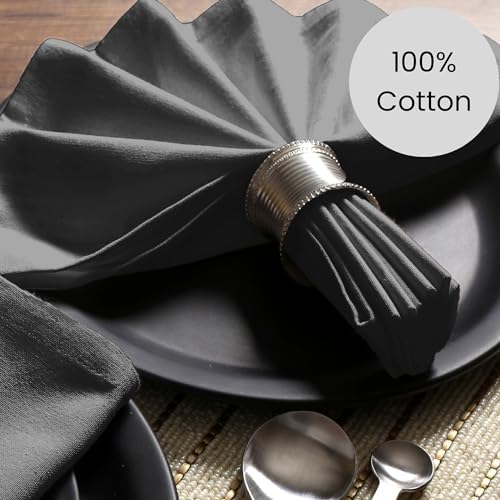 Cotton Clinic Cloth Dinner Napkins Set of 12 - Perfect Everyday Use Table Napkins - Soft Durable Washable - Ideal for Party Wedding Christmas Easter -20x20 inch Dark Grey - Image 3
