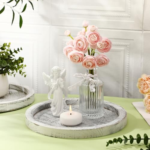 Sintuff 6 Pcs Wooden Candle Plate Holder Tray, Rustic White - Image 6