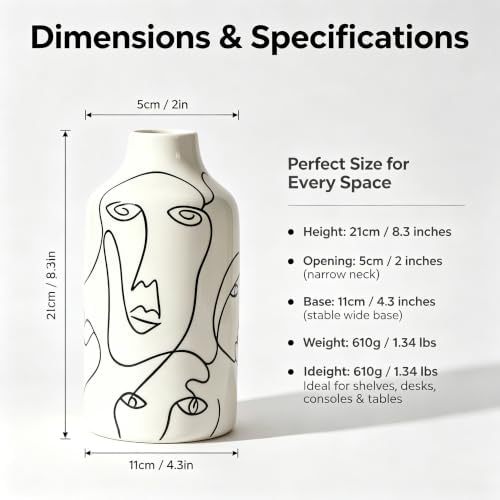 Kimdio Ceramic Vase Set, White, 2pcs - Image 4
