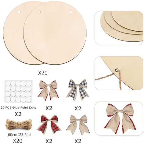 20 Pack Wood Circles for Crafts 12 inch Blank Round Door Signs - Image 6