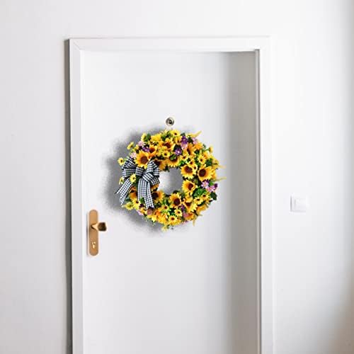 TOKCARE Sunflower Wreaths for Front Door, TOKCARE 18 inch Yellow Spring and Summer Door Wreath with Bow, Handmade Silk Sunflower Decor for Home Party Festival Wedding Decor - Image 5