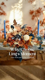 Ling's moment Artificial Wedding Fall Flowers Grand Combo, Orange & Navy - Image 4