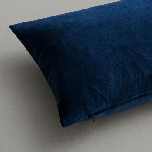 MIULEE Pack of 2 Velvet Pillow Covers Decorative Square Pillowcase Soft Solid Cushion Case for Spring Sofa Bedroom Car 26x26 Inch Dark Blue - Image 6