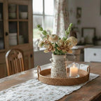 SIDUCAL Ceramic Rustic Vase with 2-Ear, 7.6 Inch Ice Cracked Vintage Pastoral Vase, Rustic Farmhouse Vases for Home Decor, Table, Living Room, Shelf Decor, Chinoiserie Decor, Brown Floral Pattern - Image 7