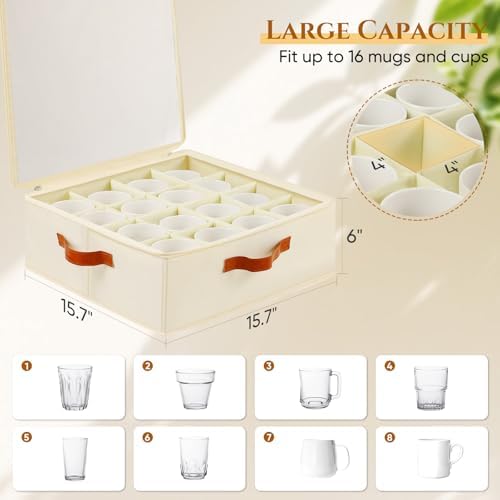 Foyego Cup and Mug Storage Box, Beige - Image 2