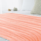 Chenille Throw Blanket for Couch 50" x 60", Peach - Image 4