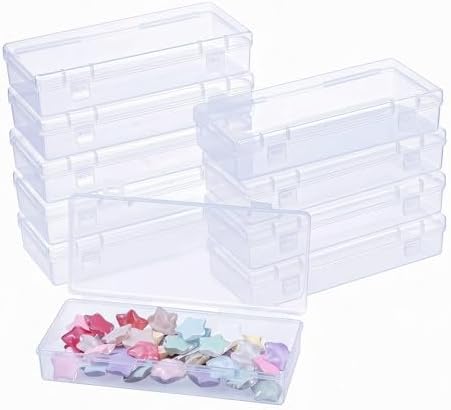 LJY 10 Clear Rectangular Plastic Boxes, 6.1 x 2.6 x 1.2 in for Beads by LJY