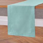 Solino Home Cotton Linen Dining Table Runner Pastel Turquoise, 14 x 120 in - Image 2