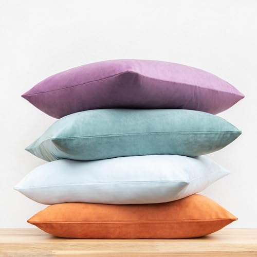 MONDAY MOOSE Decorative Throw Pillow Covers Cushion Cases, Set of 4 Soft Velvet Modern Designs, Mix and Match for Home Decor, Pillow Inserts Not Included (20x20 inch, Purple/Teal) - Image 5