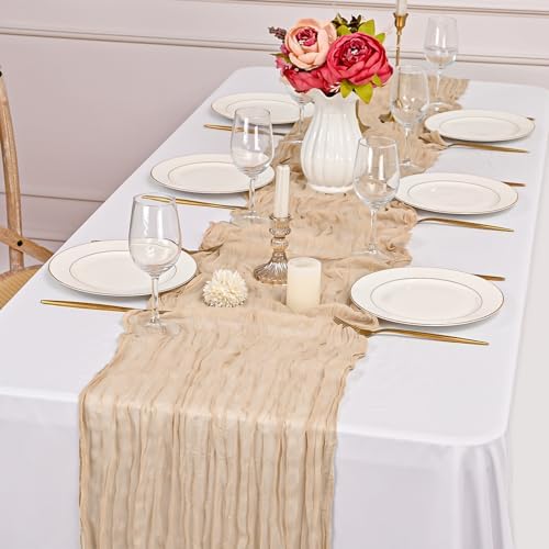 12 Pack Beige Cheesecloth Table Runner,10FT Gauze Boho Long Easter Cheesecloth Table Runners 20x120inch Rustic Cheese Cloth Table Runner for Wedding Party Bridal Shower,Table Decorations - Image 6
