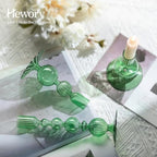 Hewory Glass Candlestick Holders Set: 3PCS Green Taper Candle Holders Bulk - Image 3