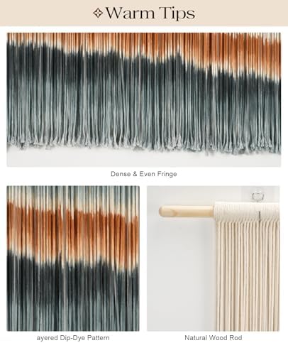 Tempospark Large Macrame Wall Hanging 59" x 39", Handmade Dip-Dyed Macrame Wall Art Tapestry, Boho Wall Hanging for Bedroom Above Bed, Living Room, Apartment, Entryways Decor (Mountain Landscape) - Image 6