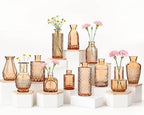 Bud Vases Set of 12, Small Mini Glass Vases for Centerpieces - Elegant Vintage Style - Perfect for Table Decor, Wedding, Party Centerpieces - Great Gift for Home Decor Lovers (Amber) by Elitrivox
