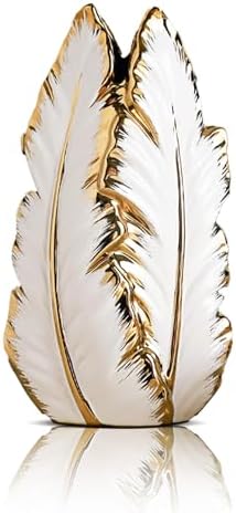 White and Gold Ceramic Vase for Home Decor Modern Decorative Vase 10.7in by KagaKu