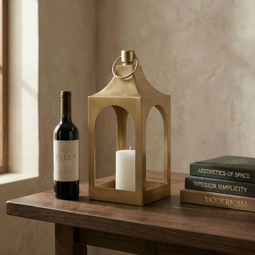 MOZEAL 15" Medium Grace Spire Hanging Lantern - Gold Heavy Metal No Glass - in/Out Use, for Centerpieces/Tables/Shelves/Hooks - Vers Event/Home - Lux Holiday Holder for Pillar/LED Lights - Image 6